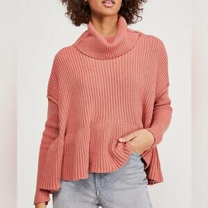 Free People Layer Cake Sweater Knit Turtleneck Pink size Small